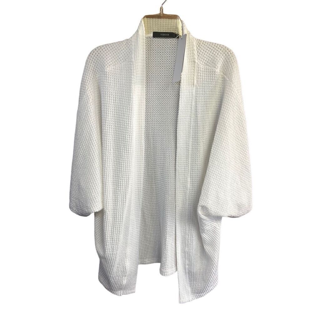 YIBOCK Off White Over Sized Open Cardigan Knit Sweater Sz S NWT